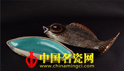 清乾隆 粉彩象生瓷鲤鱼盖盒