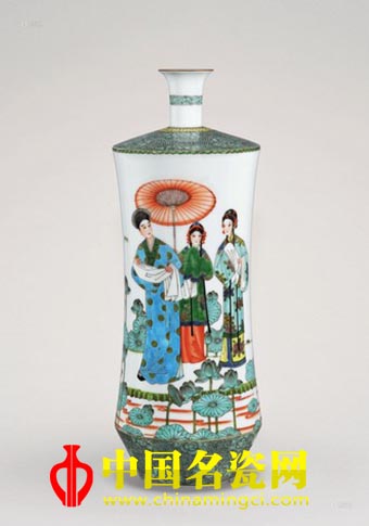 景德镇陶瓷艺术家 张万莲 古彩《千古奇缘》瓷瓶