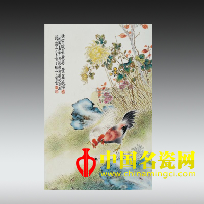 粉彩大吉图瓷板