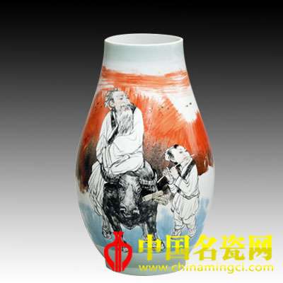 饶晓晴 彩绘紫气东来橄榄瓶