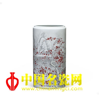 沈盛生 粉彩通景雪景瓶