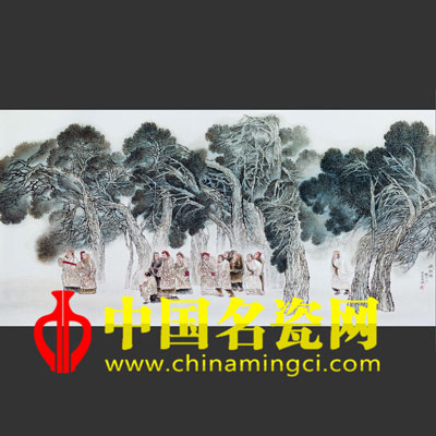 王卫平 粉彩赋秋图瓷板