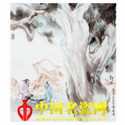 徐小明 苏武牧羊粉彩瓷板