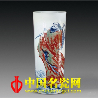 李祥东 一苇渡江 青花釉里红瓷瓶