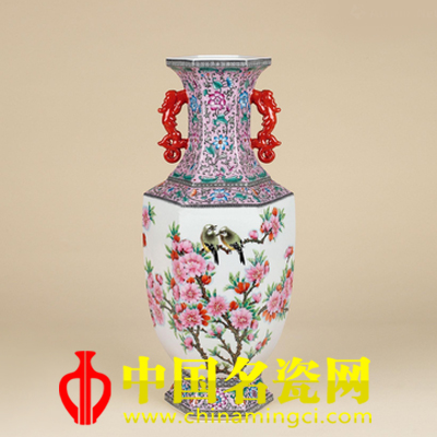 徐亚凤 粉彩水点桃花、紫藤镶器