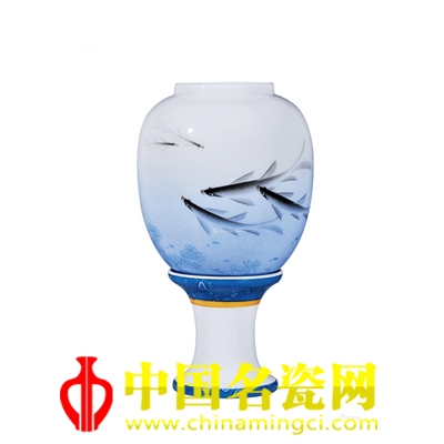 陈云岗 鱼乐图•釉上彩薄胎皮灯