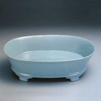 汝窑天青釉椭圆洗