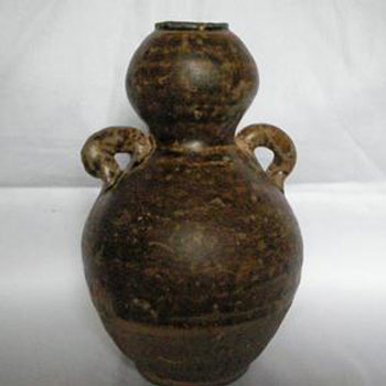 宋代广元窑黑釉葫芦壶