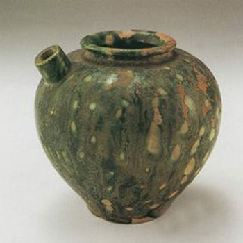 唐 铜川窑三彩带流罐